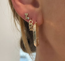 Knife Edge Fluted Gold Hoop Earrings (hollow)
