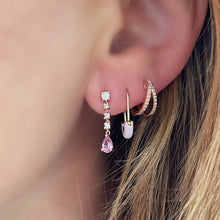 Pear Shaped Pink Sapphire & Diamond Drop Earrings