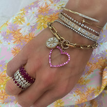 Open Pink Sapphire or Diamond & Turquoise Heart Charm Pendant