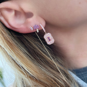 Sweet Pink Sapphire and Diamond Mushroom Stud Earrings
