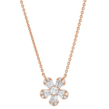 Diamond baguette flower pendant necklace
