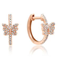 Diamond Butterfly Huggie Hoop Earrings