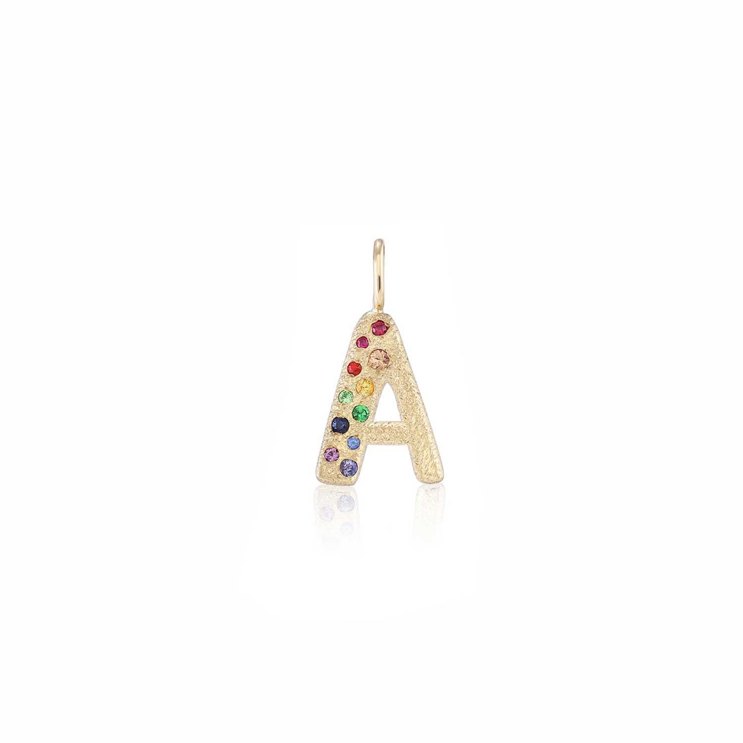 Puffy Gemstone Letter Charm