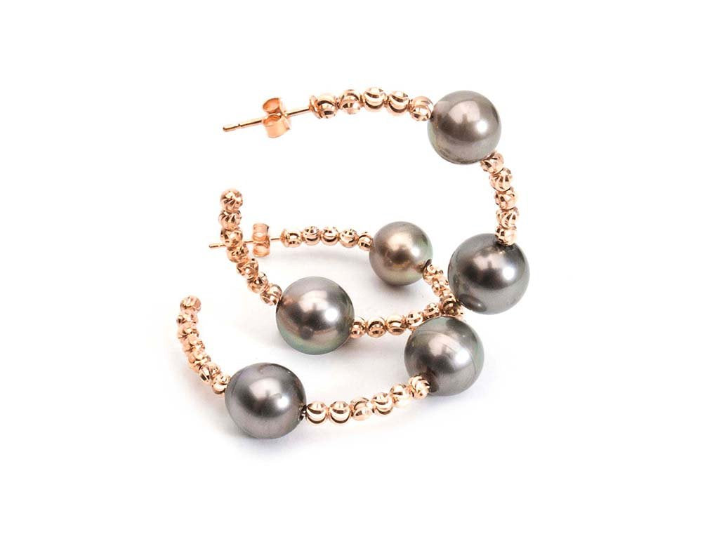 Tahitian pearl hoops
