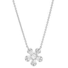 Diamond baguette flower pendant necklace