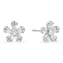 gold baguette flower studs