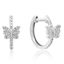 Diamond Butterfly Huggie Hoop Earrings