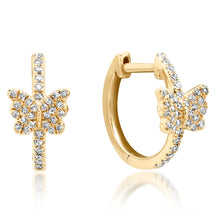 Diamond Butterfly Huggie Hoop Earrings