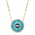 Opal & Turquoise Eye Burst Inlay Necklace with Pave Diamonds