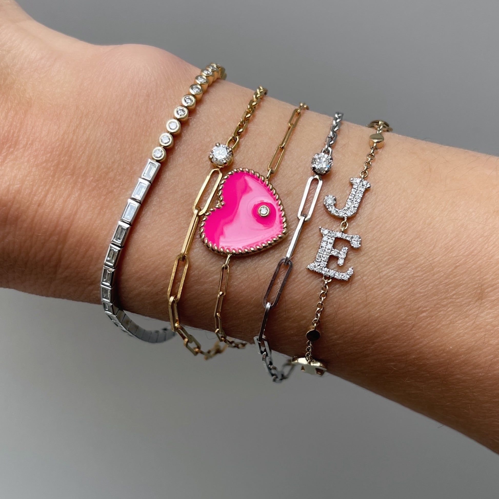 Je T'aime Diamond Letter Chain Bracelet