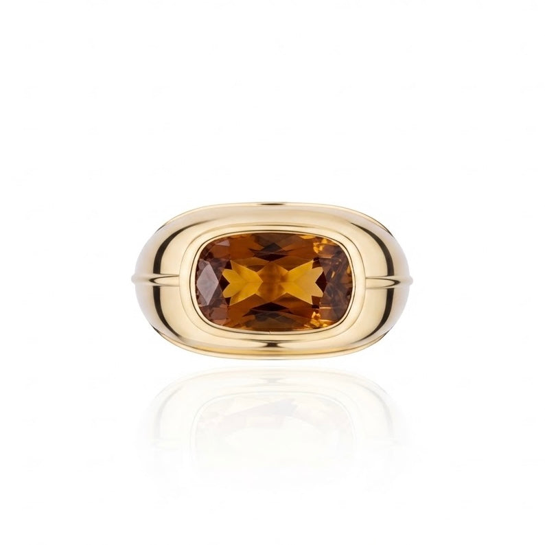 Brown Zircon Cushion Cut Ring