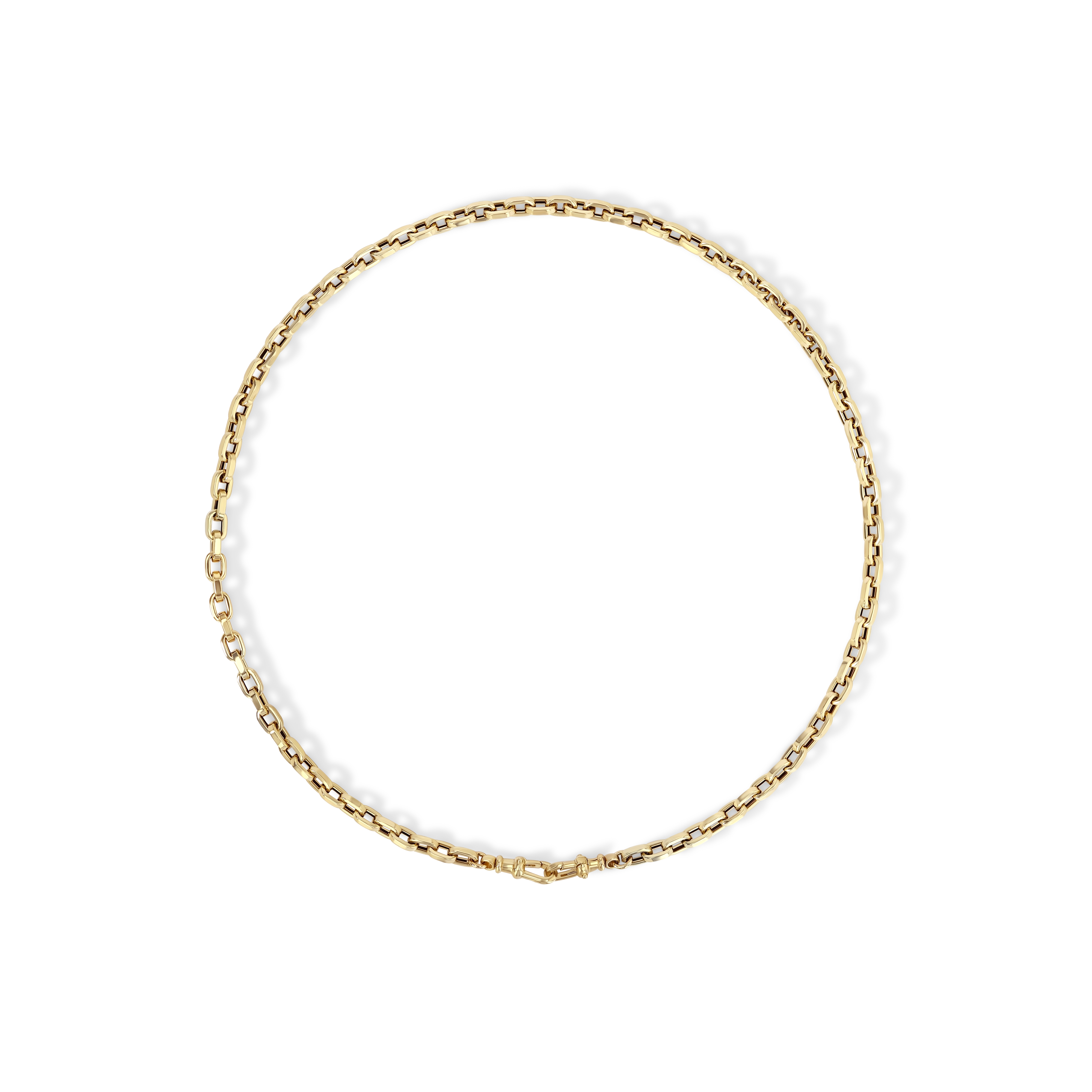 Chunky Hollow Gold Cable Chain Necklace with Swivel Fob Clasps