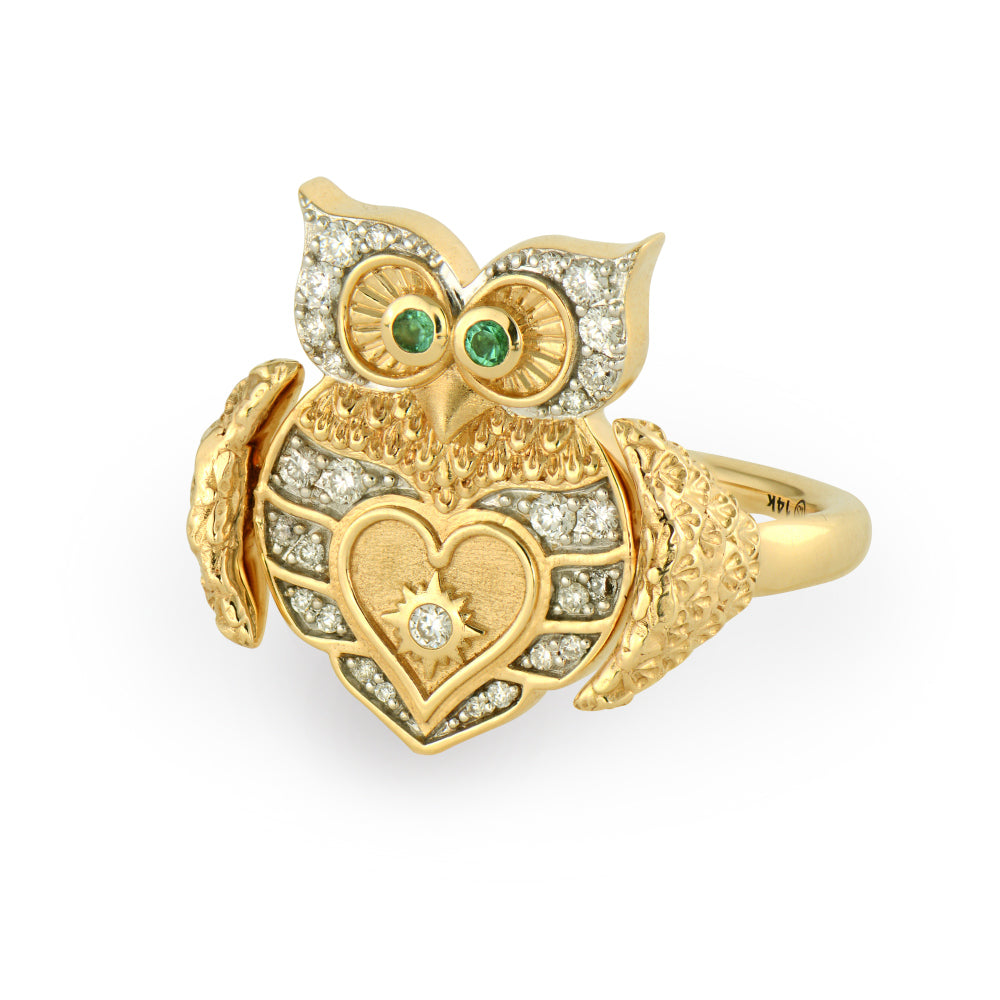 Double Sided Owl Love Flip Ring