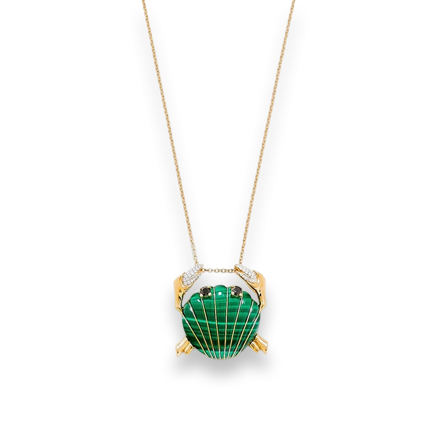 Chic Malachite Crab Pendant Necklace