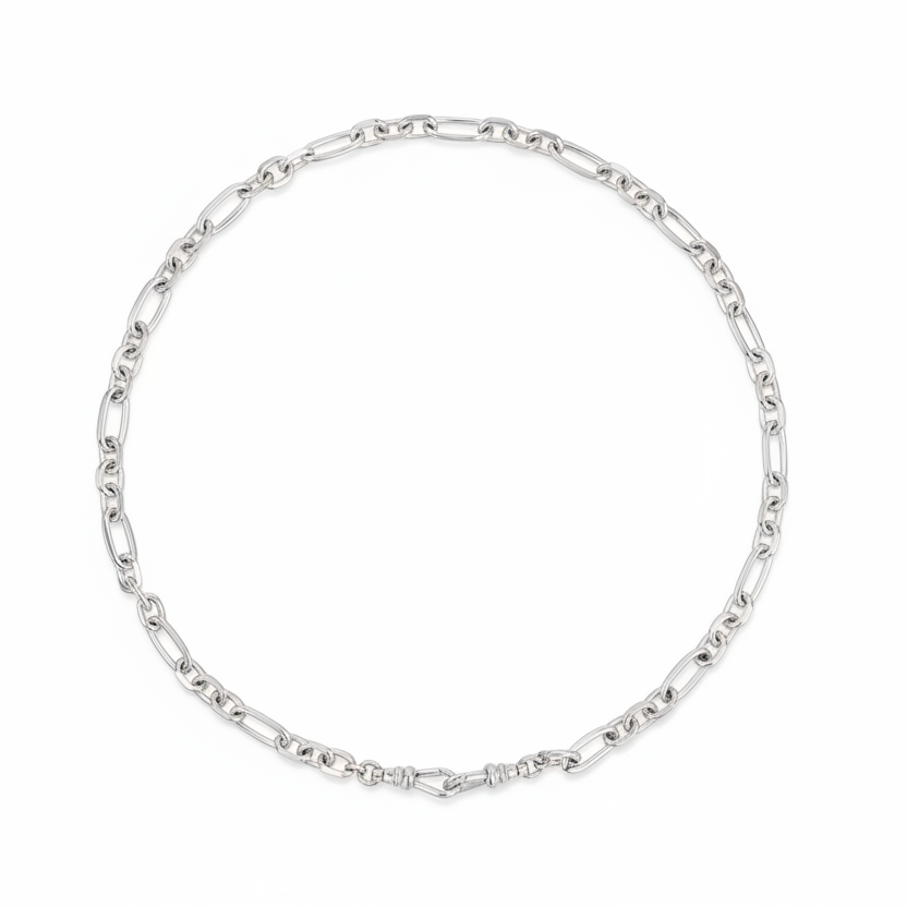 Mixed Link Silver Chain Necklace