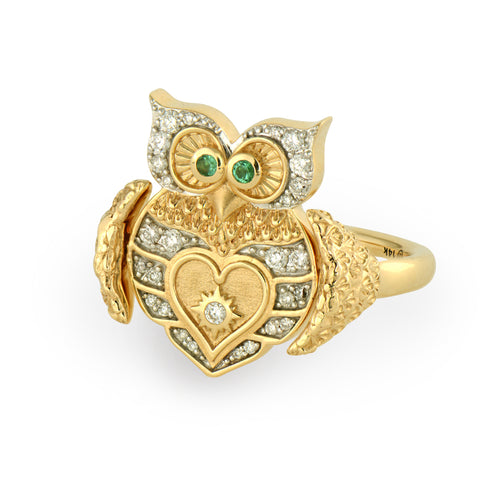 Double Sided Owl Love Flip Ring