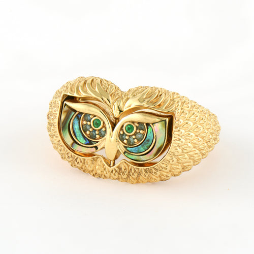 Double Sided Blinking Owl Flip Ring