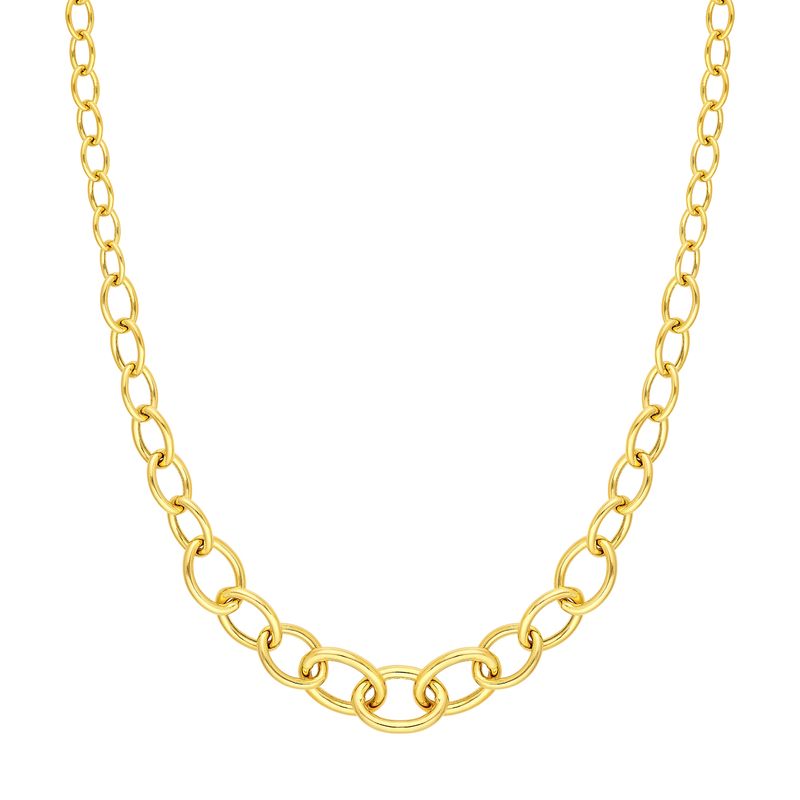 Graduated Oval Gold Link Chain Necklace