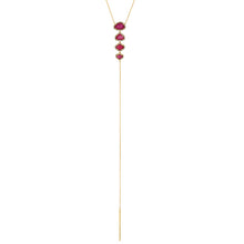 Organic Shape Ruby & Diamond Drop Lariat Necklace