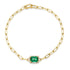 Emerald Cut Emerald with Diamond Halo on Paperclip Chain Bracelet
