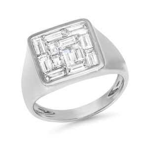 Baguette Diamond Illusion Signet Ring