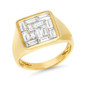 Baguette Diamond Illusion Signet Ring