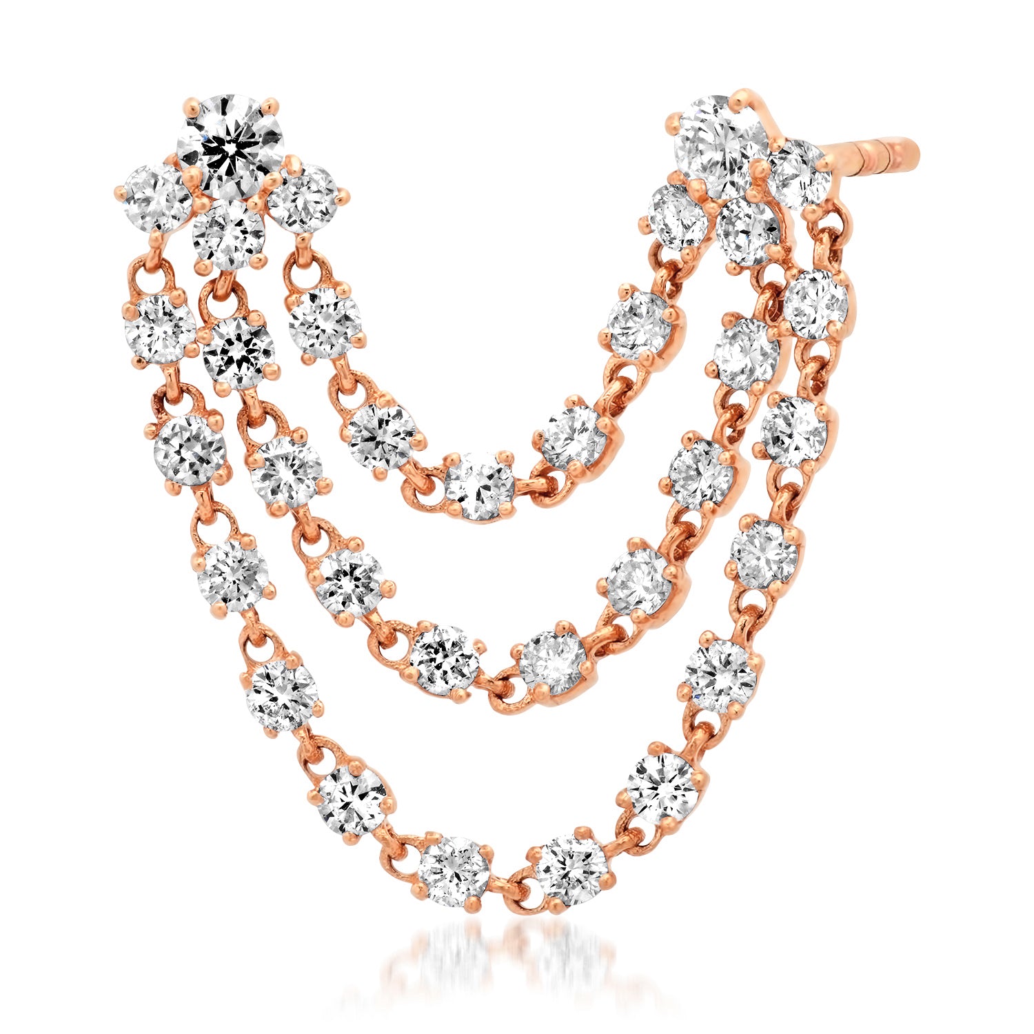Diamond Drape Double Pierce Stud