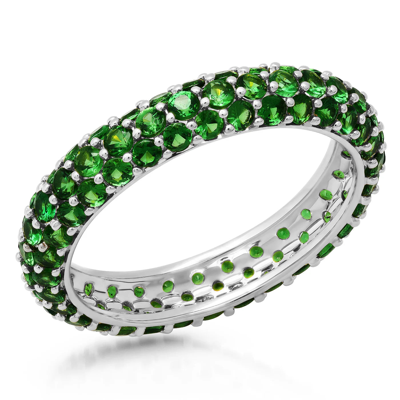 Gemstone Pave Domed Eternity Band Ring