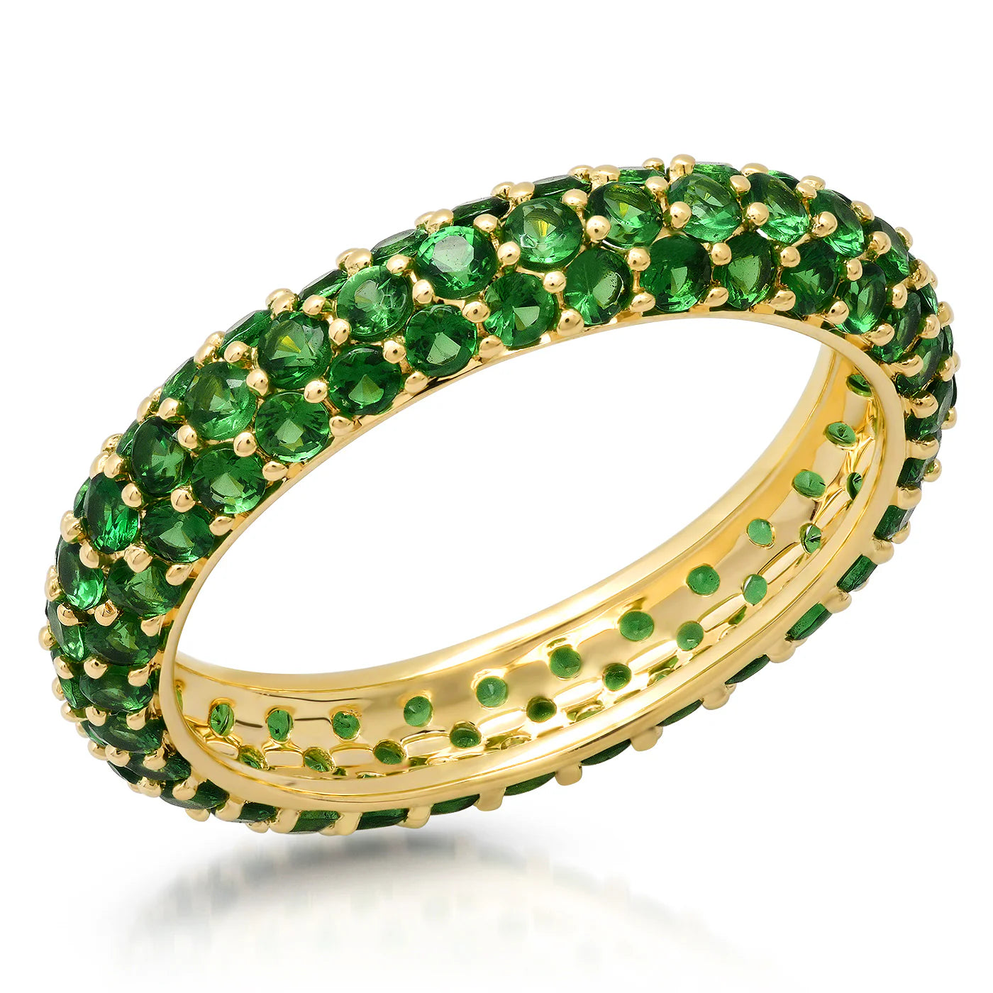 Gemstone Pave Domed Eternity Band Ring
