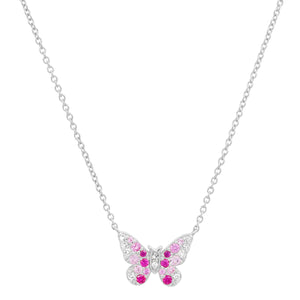 Mini Ombre Semi Precious and Diamond Butterfly Necklace