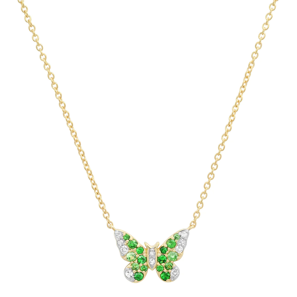 Mini Ombre Semi Precious and Diamond Butterfly Necklace
