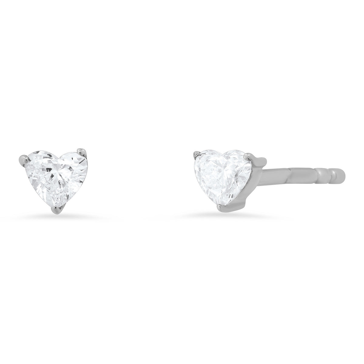 Prong Set Diamond Heart Stud Earrings