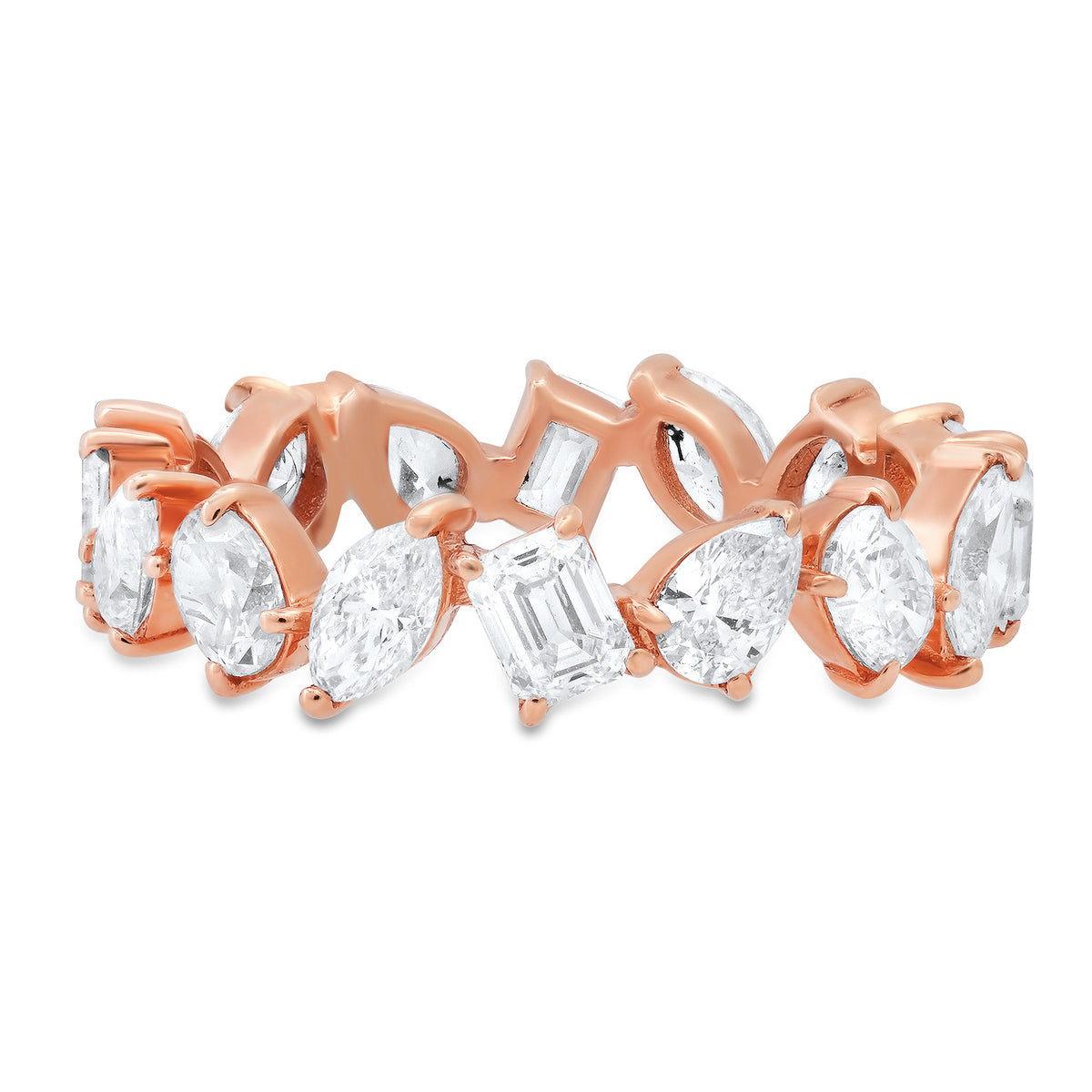 Prong Set Diamond Shapes Eternity Band Ring