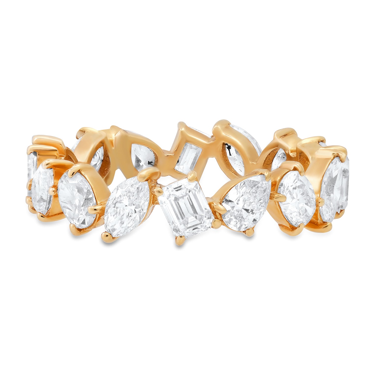 Prong Set Diamond Shapes Eternity Band Ring