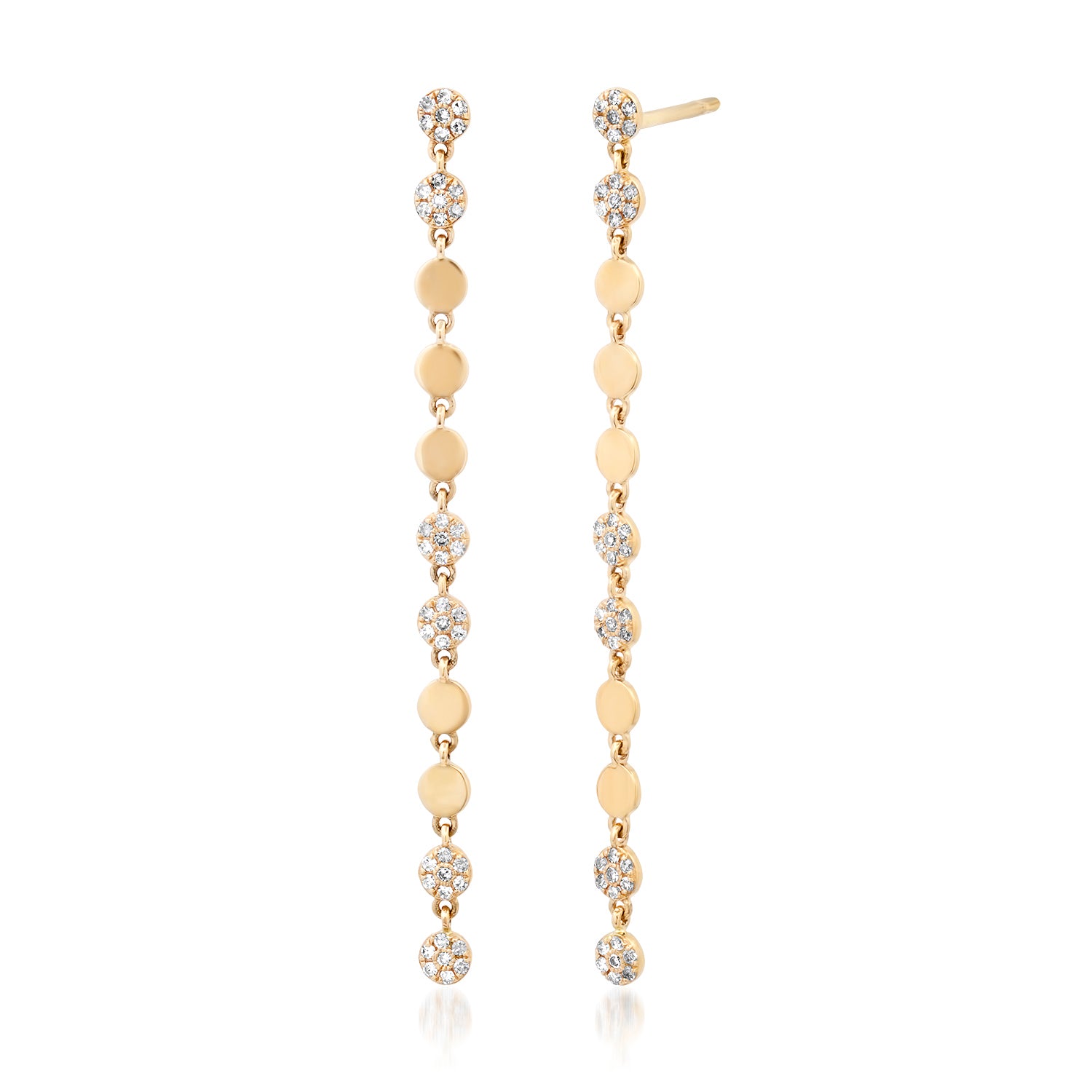 Sleek Diamond Disk Drop Earrings