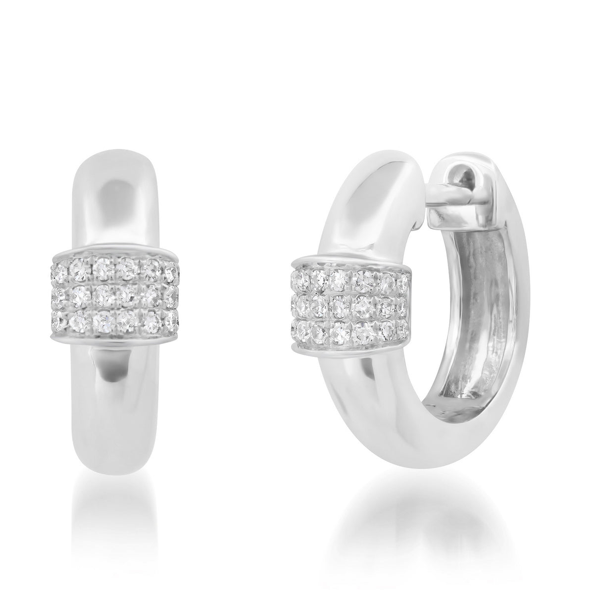 Diamond Adorned Gold Huggie Earrings