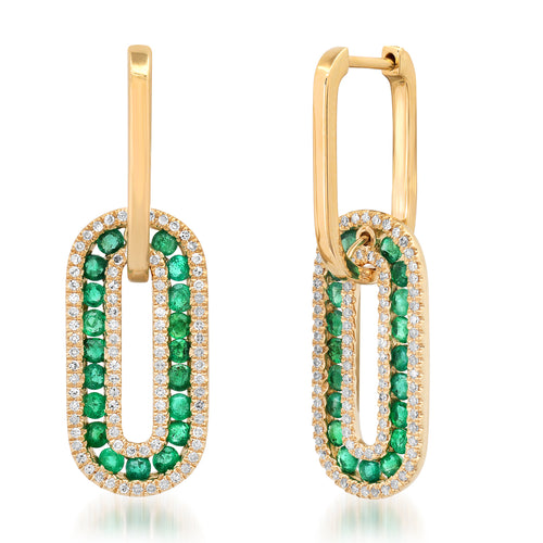 Emerald & Diamond Deco Drop Earrings