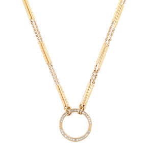 Open Front Diamond Enhancer Gold Bar Necklace