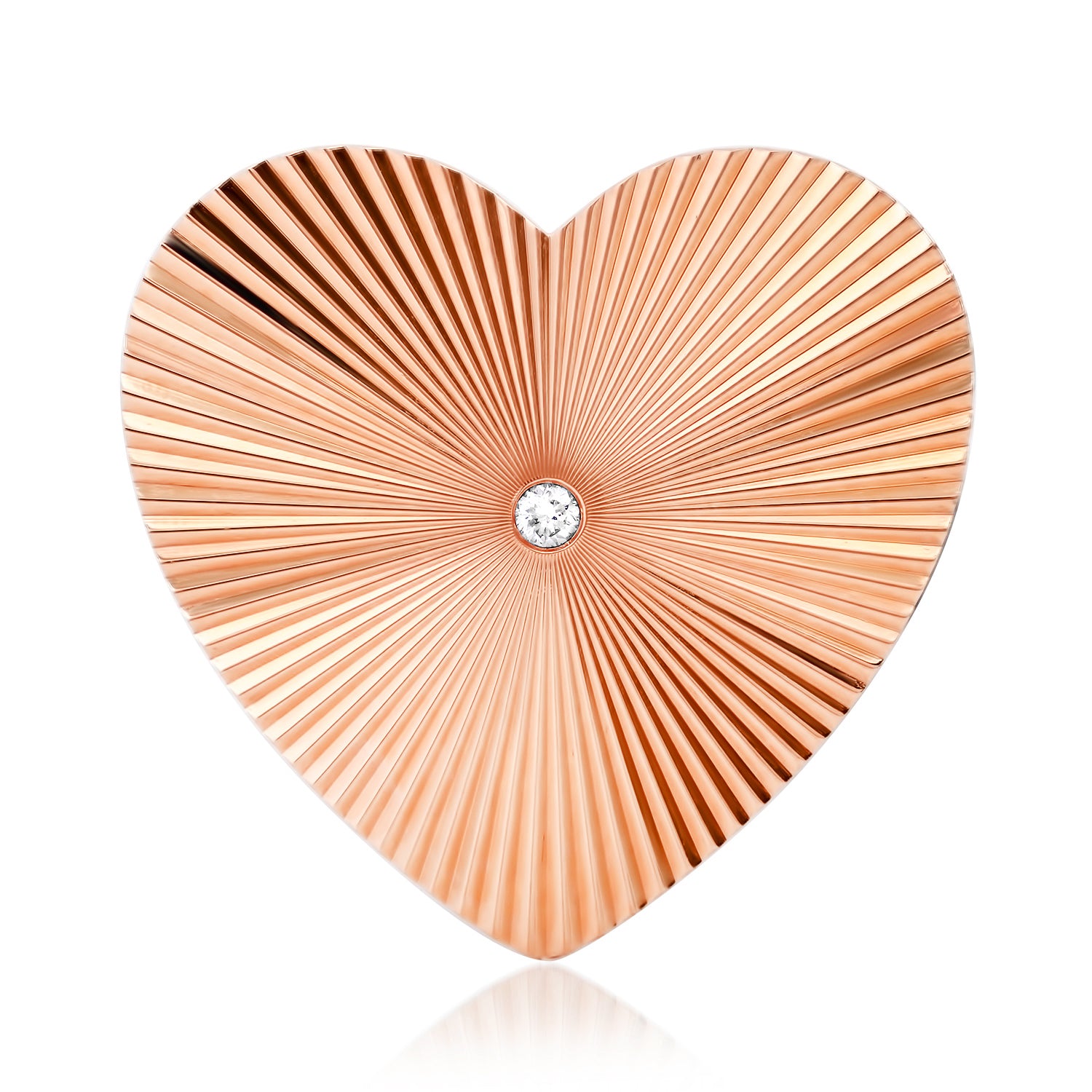 Jumbo Fluted Gold & Diamond Heavenly Heart Ring