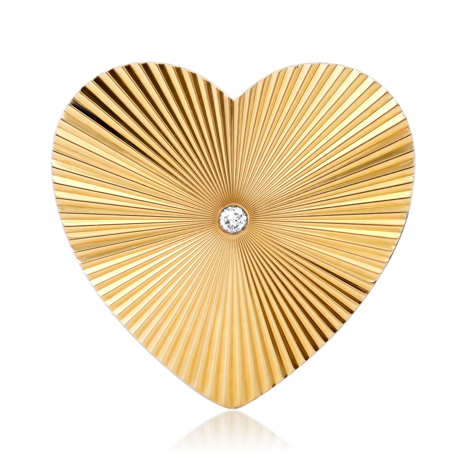 Jumbo Fluted Gold & Diamond Heavenly Heart Ring