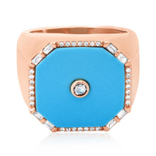 Pearl or Turquoise & Diamond Elevated Signet Ring