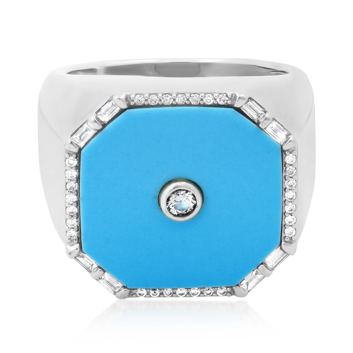 Pearl or Turquoise & Diamond Elevated Signet Ring