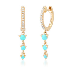 Turquoise & Diamond Shimmy & Drop Huggie Earrings