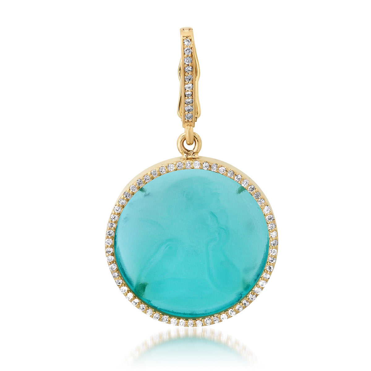 One of a Kind Murano Glass Raphael's Angel Cameo & Diamond Frame