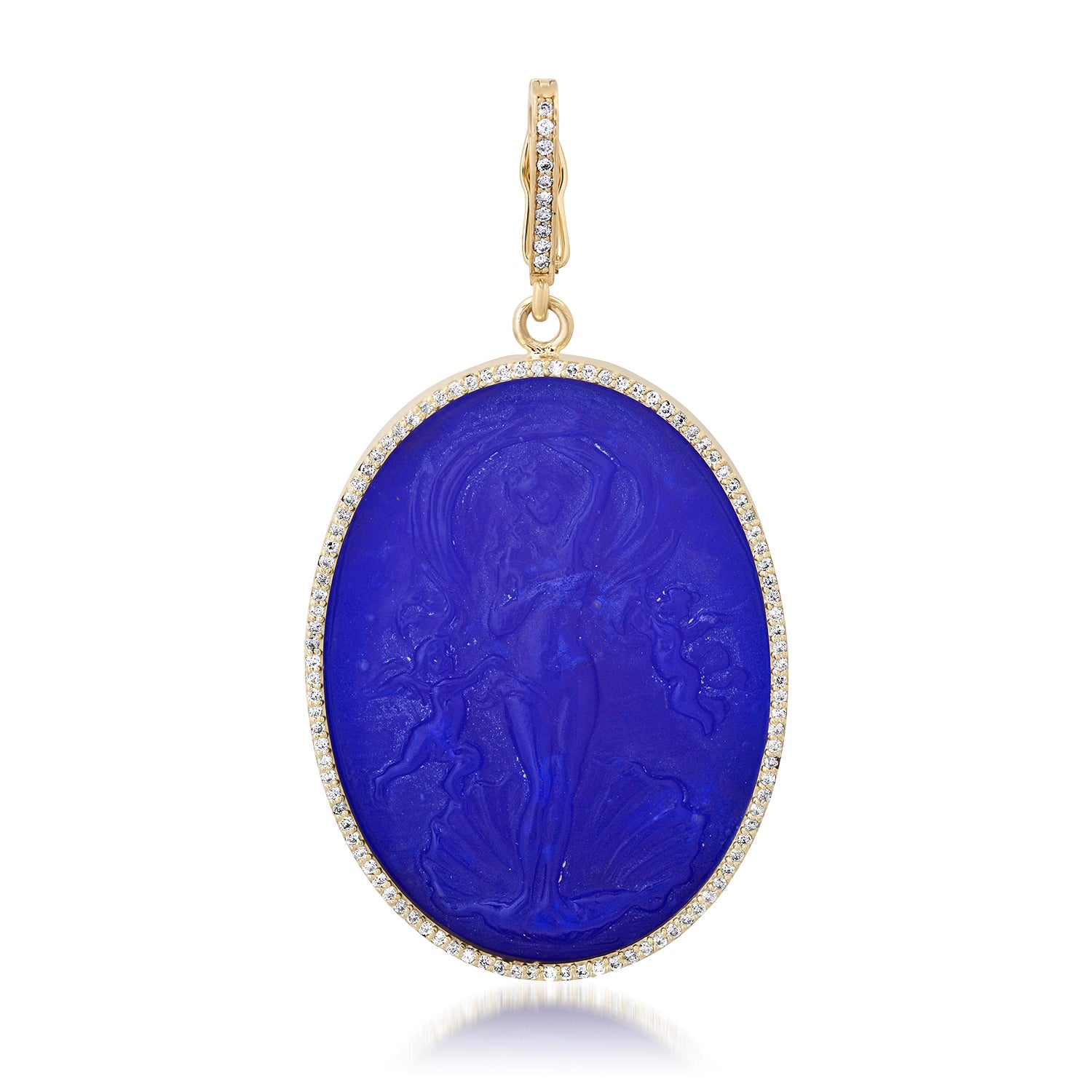 One of a Kind Murano Glass Venus Cameo Pendant & Diamond Frame