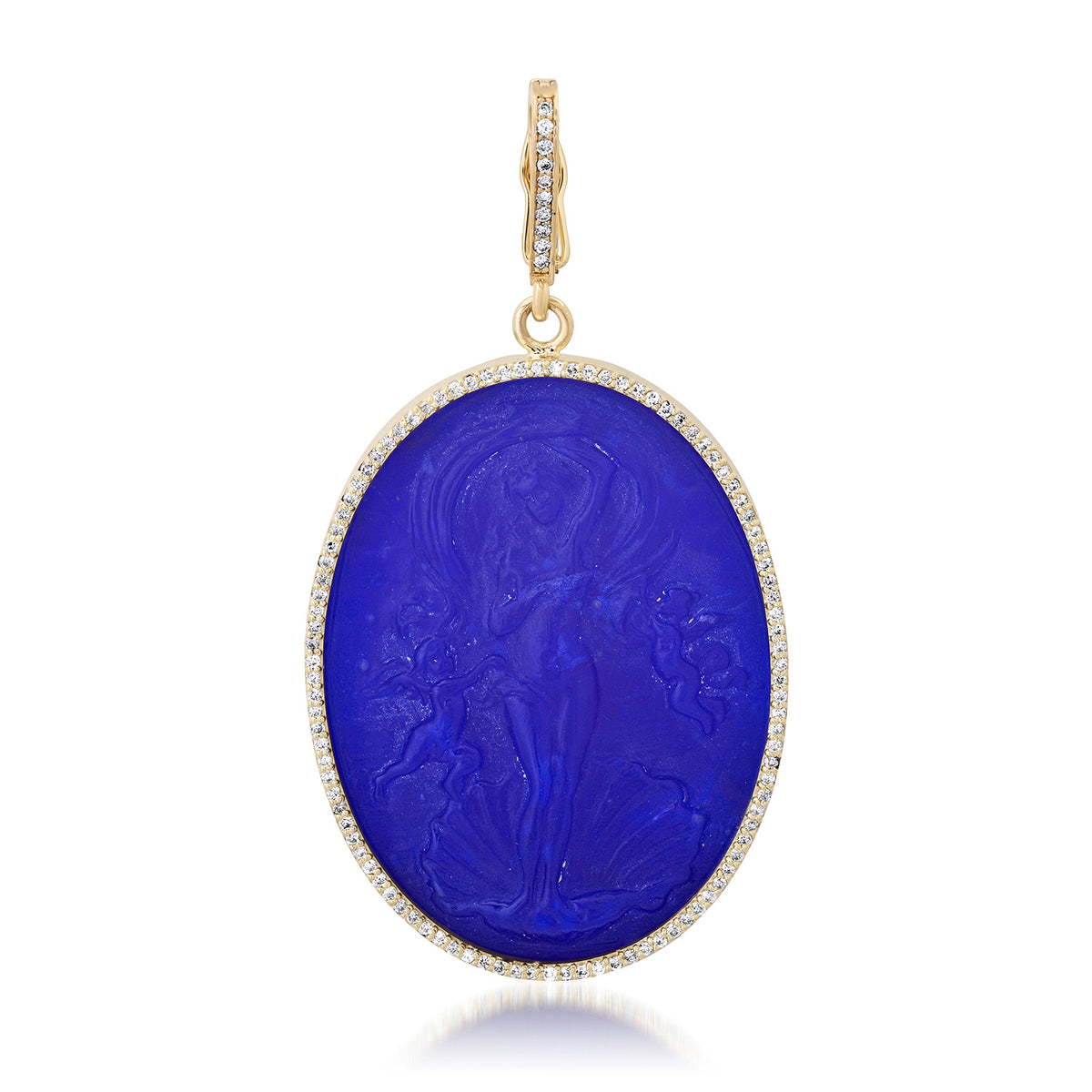 One of a Kind Murano Glass Venus Cameo Pendant & Diamond Frame