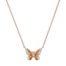 Mini Ombre Semi Precious and Diamond Butterfly Necklace