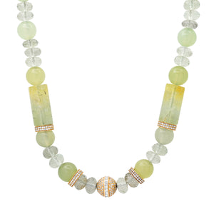One of a Kind Green Amethyst & Prehnite Necklace 