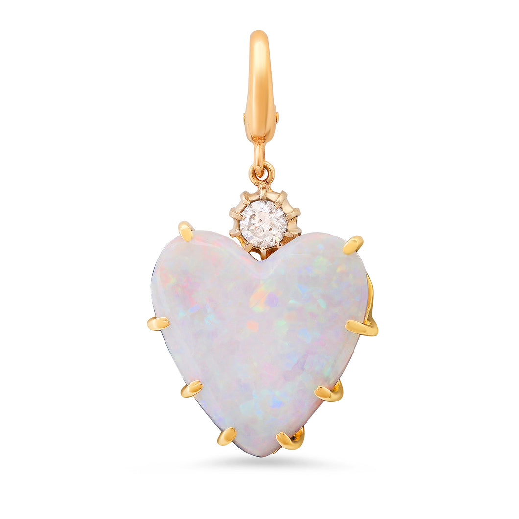 Opal Heart & Diamond Accent Charm