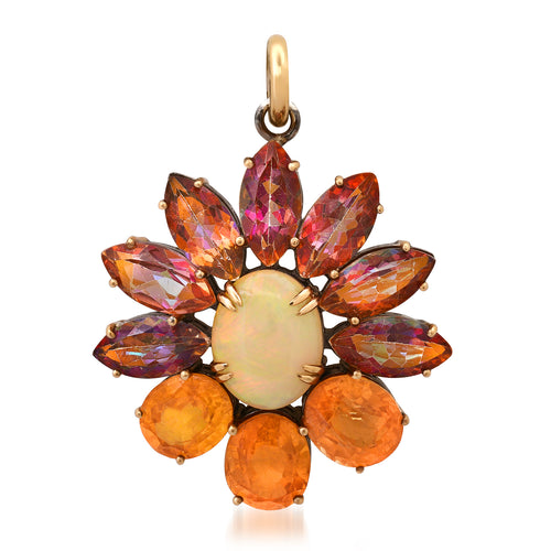 Quartz & Opal Flower Pendant